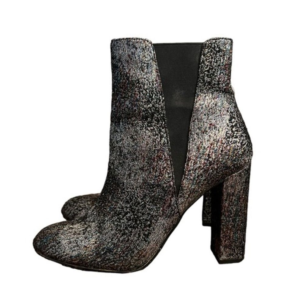 Steve Madden Womens Effect Leather Metallic Silver Rainbow Ankle Boots Booties 9